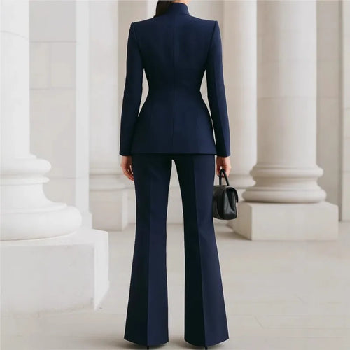 Women Suit 2 Pieces White Single Button Solid Slim For Wedding Business Work Office Daily Commute Casual Set Blazer And Pants