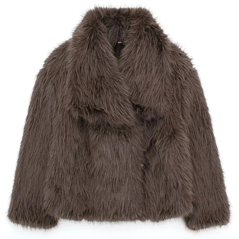 Winter Coats For Women Fashion New Faux Fur Long Sleeves Loose Coat Female Versatile High Street Women's Cardigan