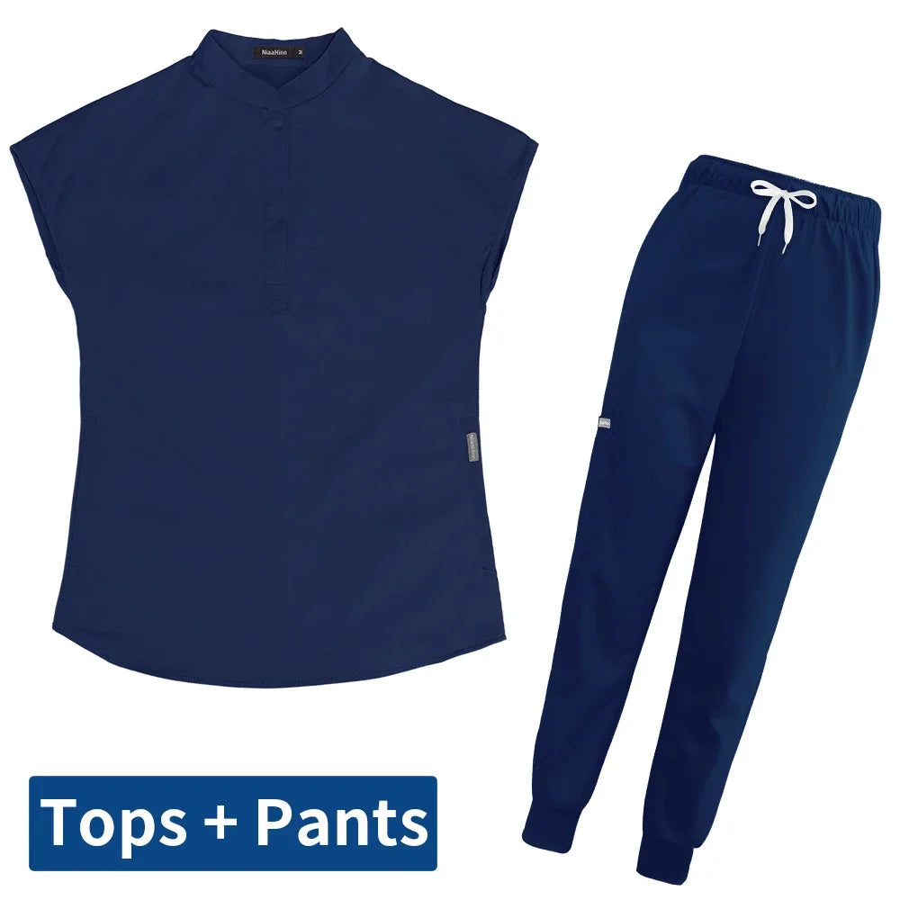 Thicken Nursing Uniform High Quality Solid Color Medical Doctor Workwear Pet Hospital Veterinary Non-sticky Hair Scrub Work Suit