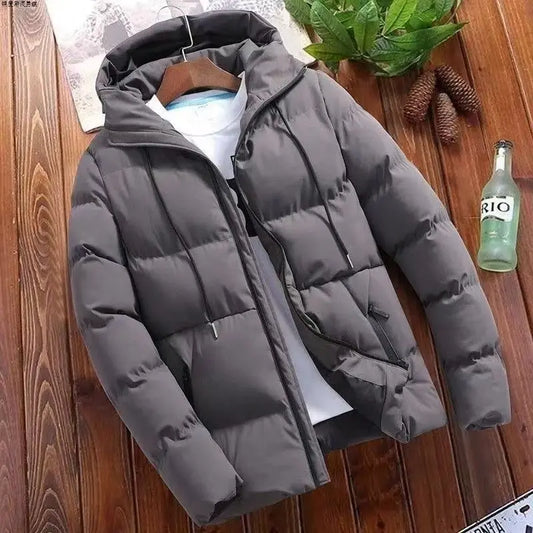 Winter Men Jacket Autumn Warm Fashion Thickened Cotton Padded Jackets Hooded Casual Coats Male Windproof Plus Size Solid Outwear