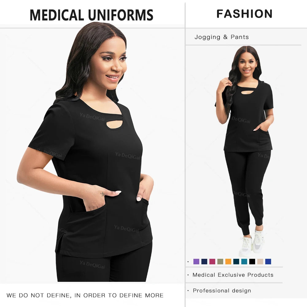 Beauty Workwear Women Medical Nurses Uniform Surgical Scrubs Set Spa Top Pants Clinic Carer Clothes Nursing Uniforms Jogger Suit