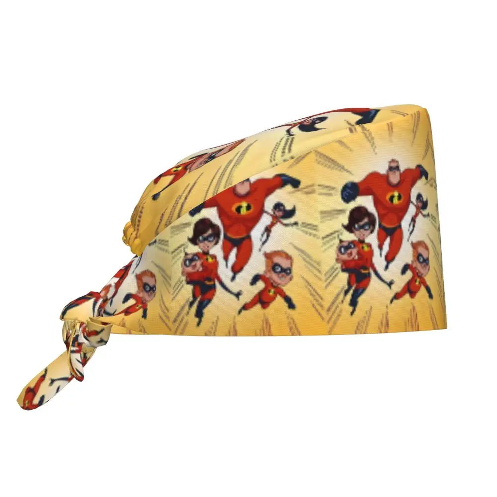 Custom The Incredibles Medical Staff Scrubs Hat Men Women Superhero Anime Doctor Nursing Surgical Cap Scrub Caps