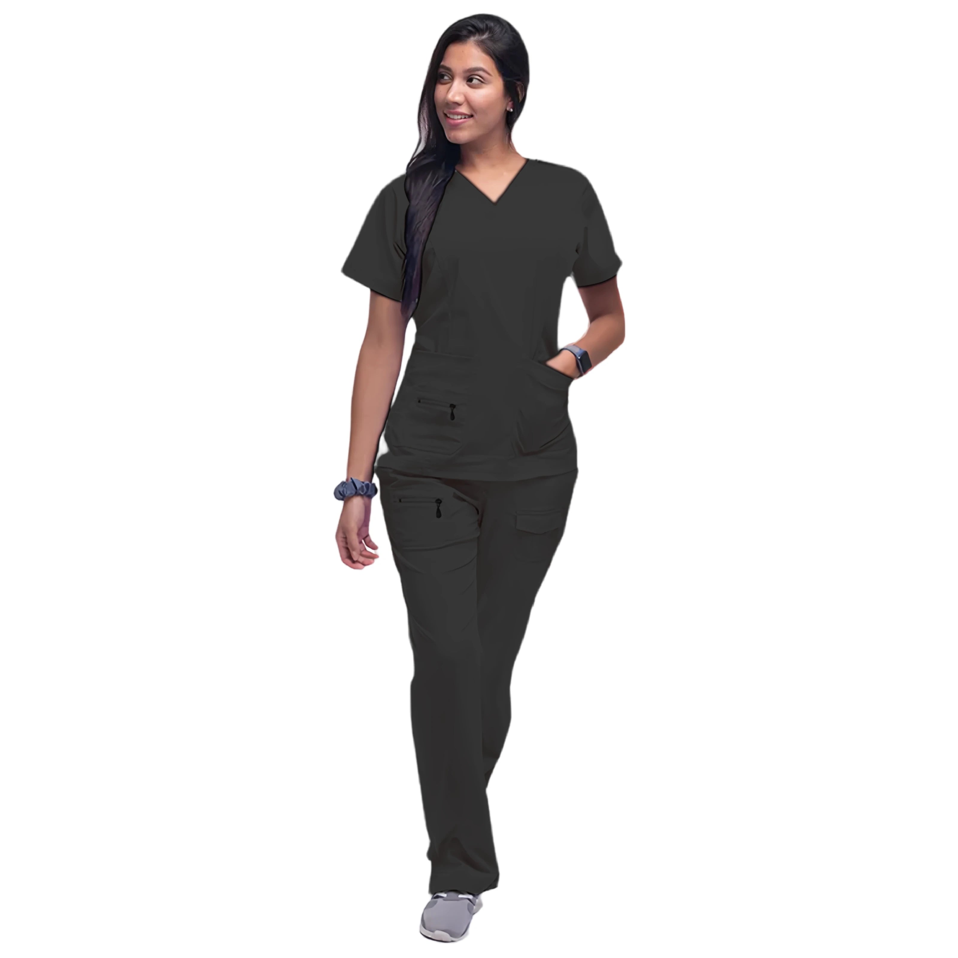 Latest Scrubs Uniforms Sets Nurse Surgical Uniforms Doctor Blouse Woman Hospital Scrubs Set with Pocket Dentist Clinical Tshirt