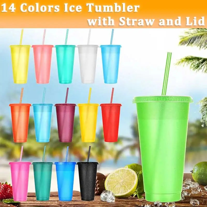 Cups withStrawsandwithStraw ReusableWaterBottle Iced CoffeeTravel Mug AdultsPlastic Cups forPartiesMixedcolor24oz