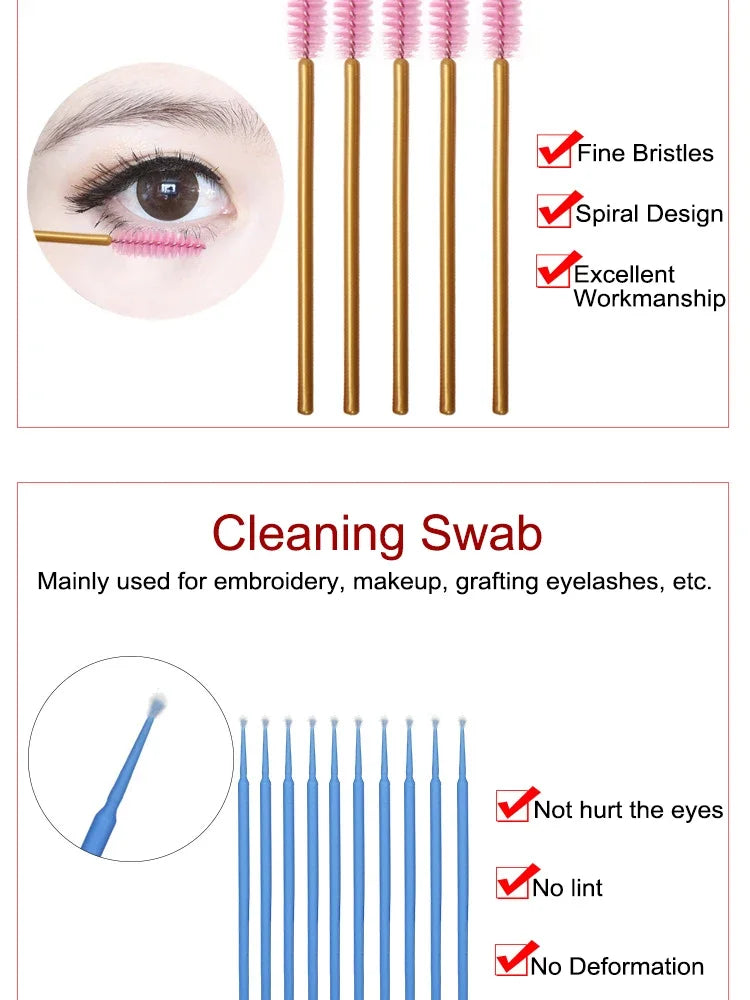 False Eyelash Extension Kit Set for Beginner Lash Brush Tweezers Glue Ring Eye Pad Eyelash Extension Supplies Lash Accessories