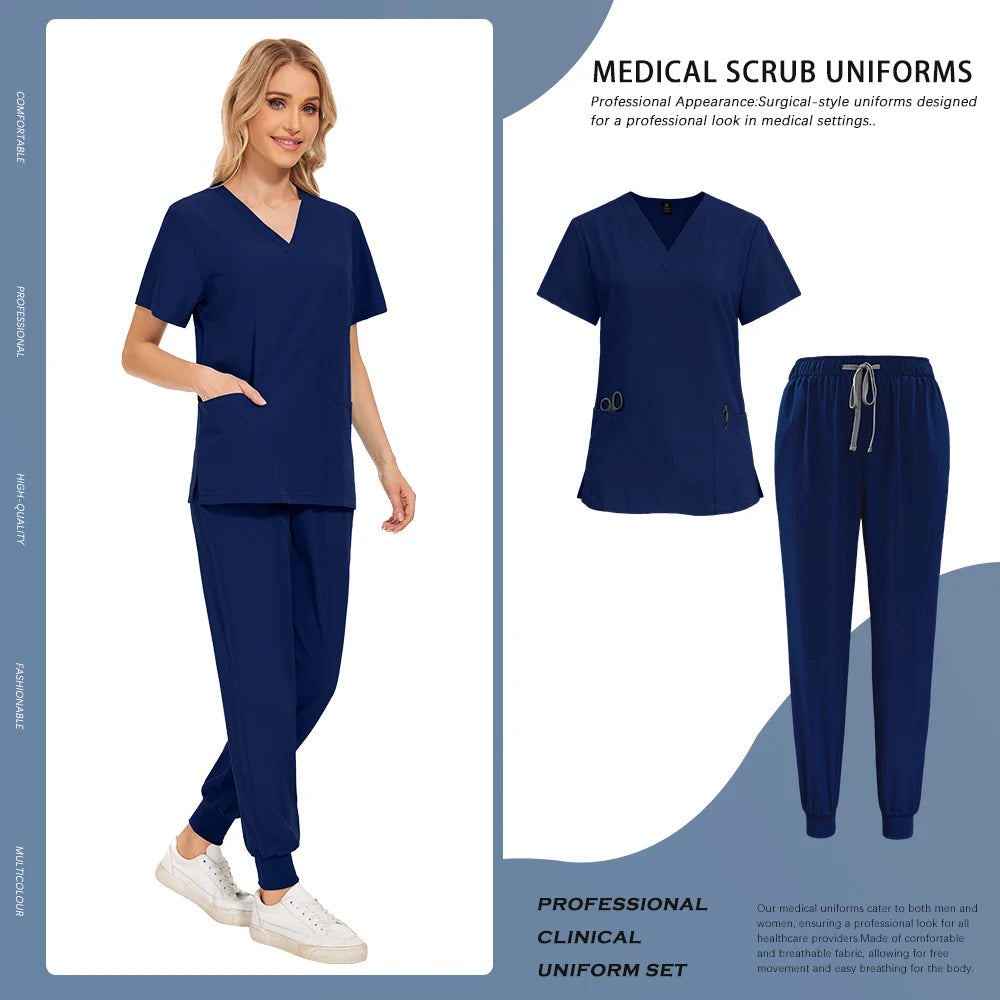 Scrubs Set Hospital Clinical Nurse Work Clothes Medical Surgical Uniforms Doctor Nursing Clothes Women Men Dentist Overalls Suit