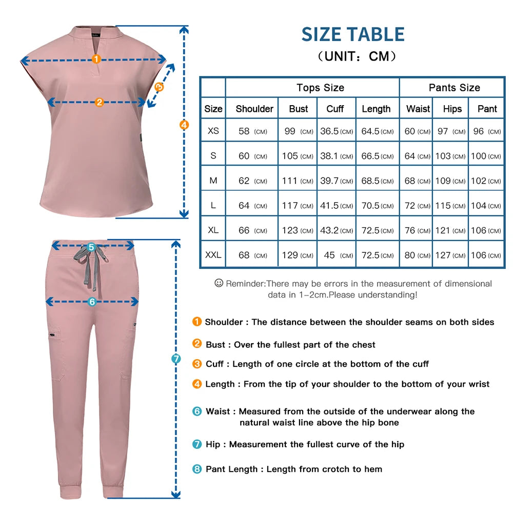 Slim Fit Scrubs Medical Uniforms Women Scrubs Tops Pant Hospital Nurses Accessories Dental Clinic Beauty Salon Spa Lab Workwear