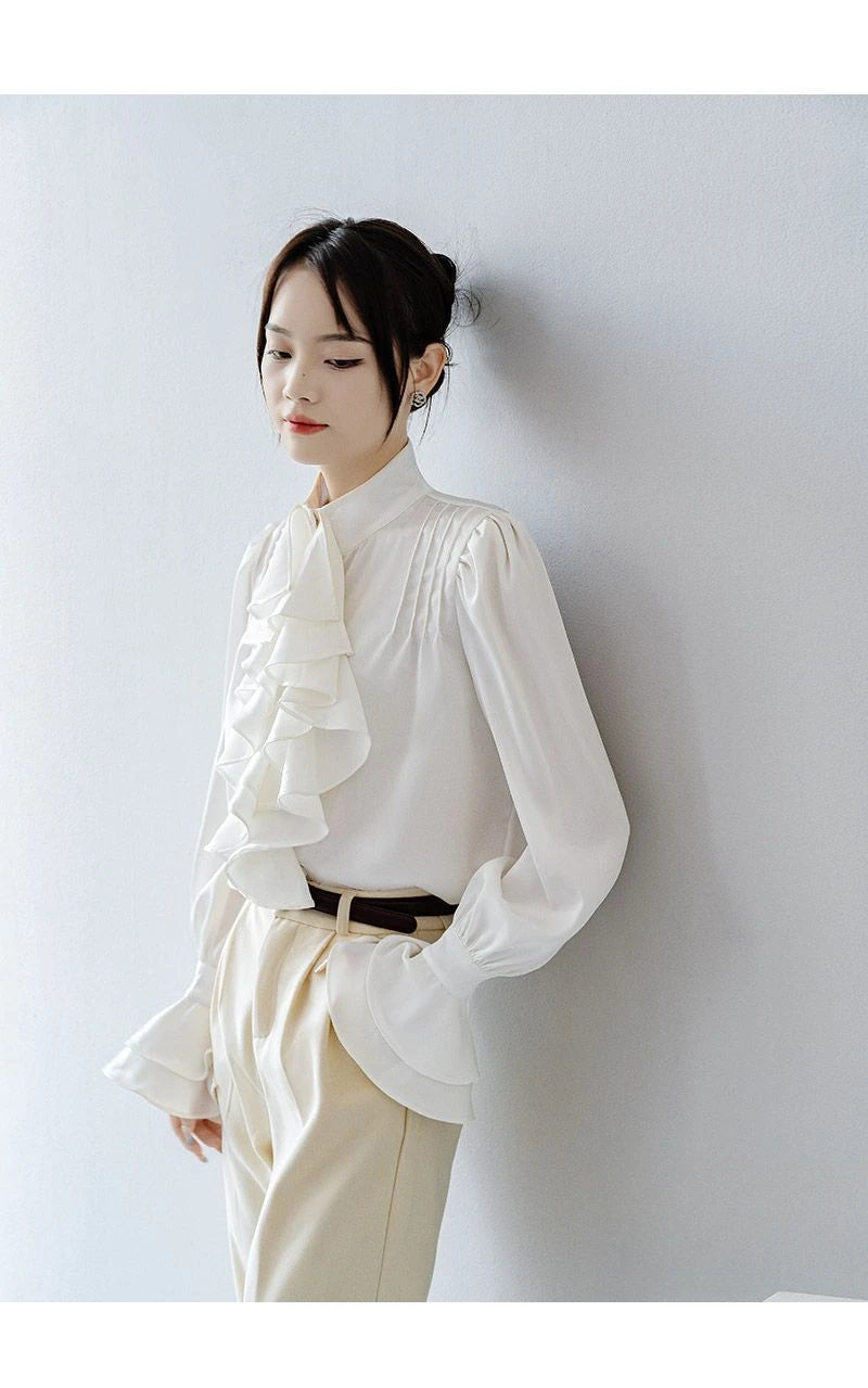 Office Lady Shirts for Women White Elegant Clothing All-match Fashion Korean Style High Street Chic Long Sleeve Spring Autumn