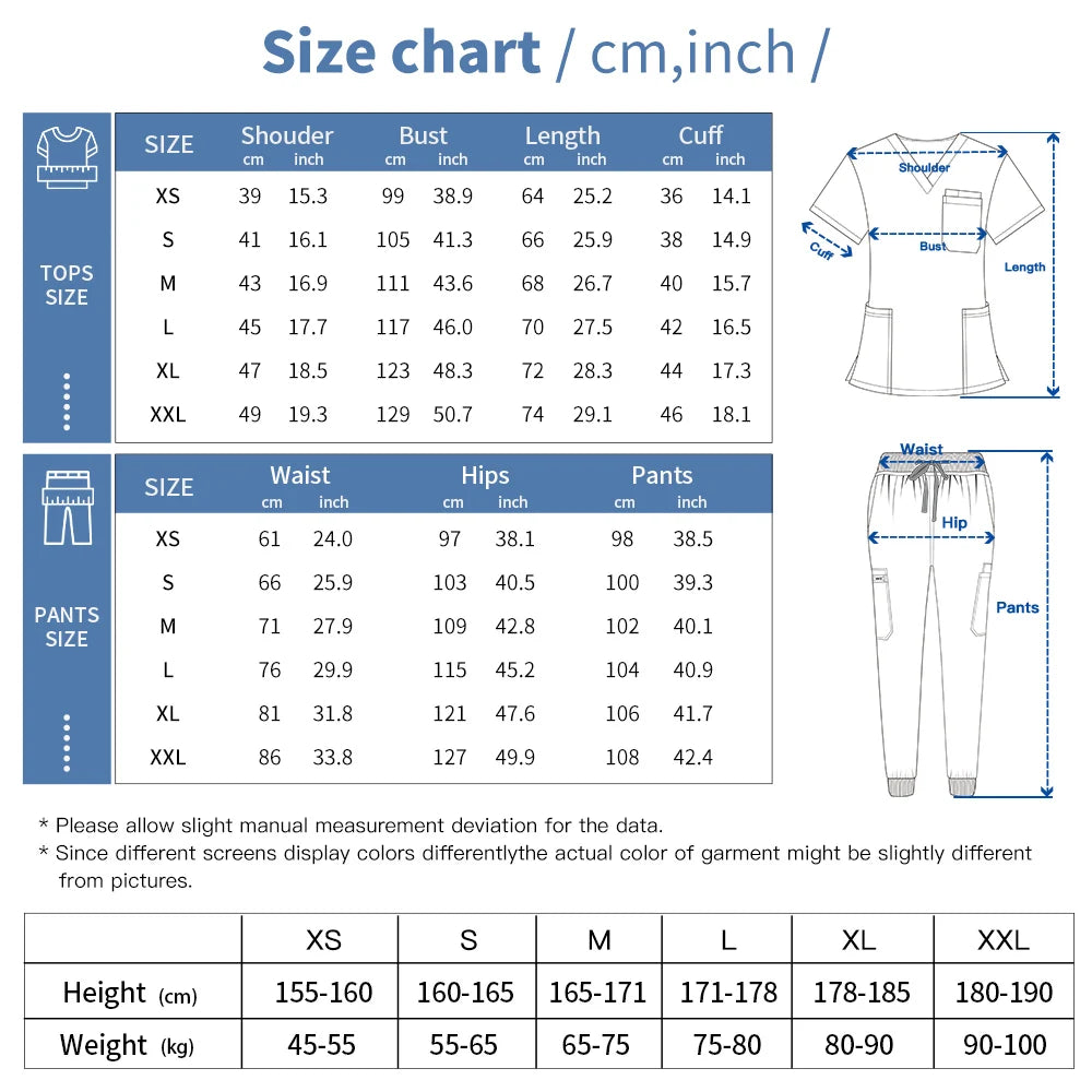 Hospital Scrub Sets Uniform Women Jogger Suit Nurse Accessories Medical Surgical Scrub Sets Pharmacy Healthcare Work Wear Unisex