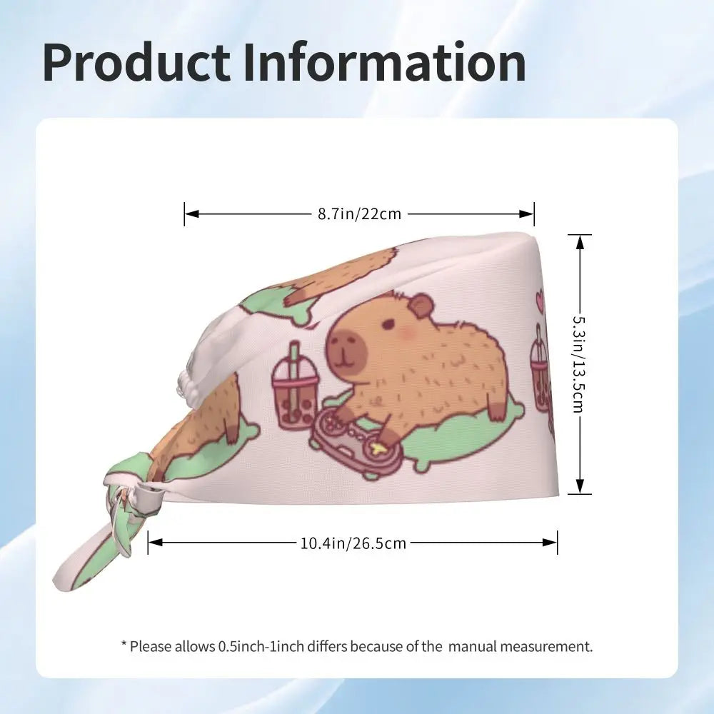 Custom Cartoon Capybara Medical Staff Scrubs Hat Women Men Comic Doctor Nursing Surgical Cap Scrub Caps