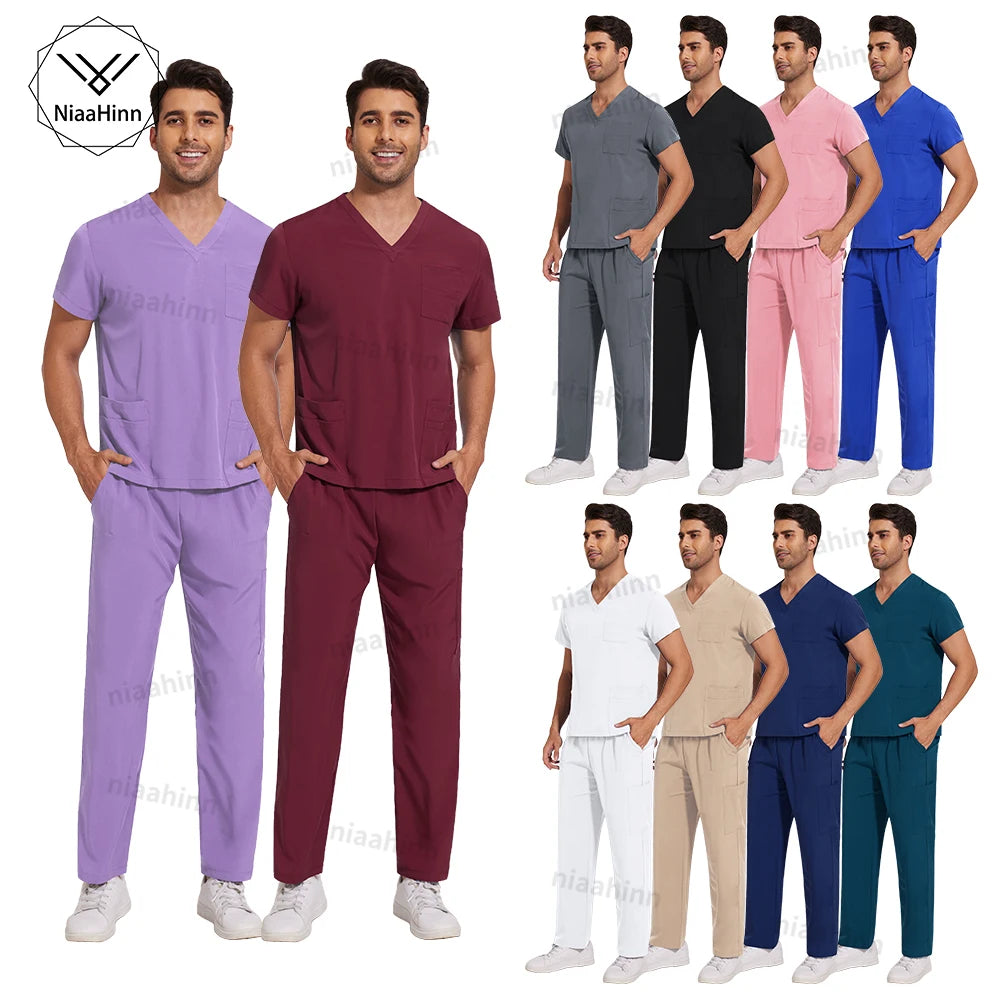 Nursing Scrubs Set  Anti-Wrinkle Medical Surgical Gown Wholesale Hospital Scrub Top Doctor Nurse Special Scrub Uniform Men Women