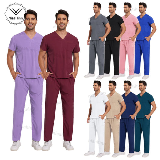 Nursing Scrubs Set  Anti-Wrinkle Medical Surgical Gown Wholesale Hospital Scrub Top Doctor Nurse Special Scrub Uniform Men Women