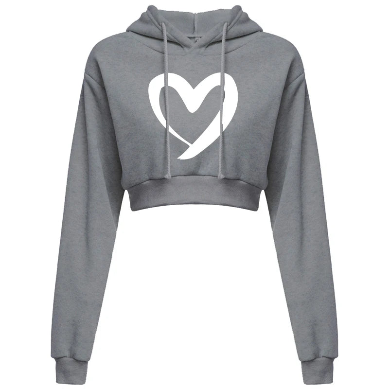 Fashion Womens Plain Crop Top Hoodie Hooded Fullength Sleeves Sweatshirt