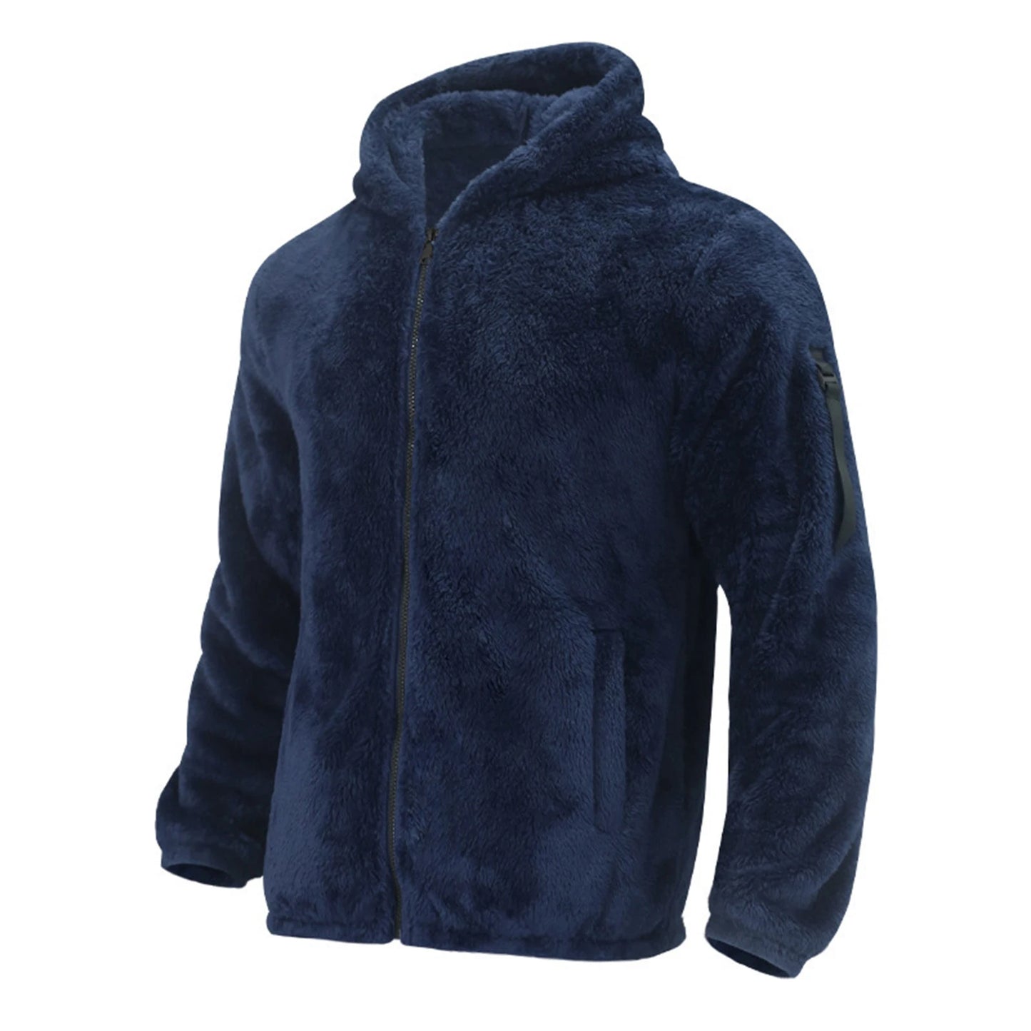 Winter Men'S Casual Loose Double-Sided Velvet Jacket Solid Color Zipper Hooded And Warm Jacket Suitable For Daily Wear