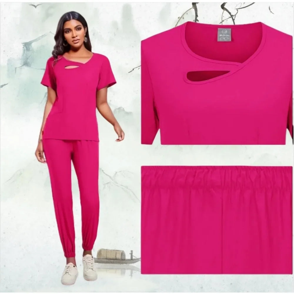 New Medical Doctor Nurse Surgical Uniforms Woman Scrub Set Beauty Salon Work Wear Clinical Scrubs Top-Pants Spa Nursing Tunic