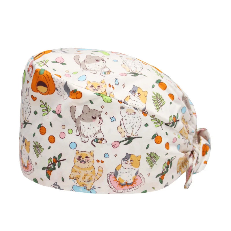 LONG HAIR Scrub Caps Surgical Medical Hats Cotton Nursing Caps Breathable Bouffant Healthcare Chef Pediatric Veterinary Hats M81