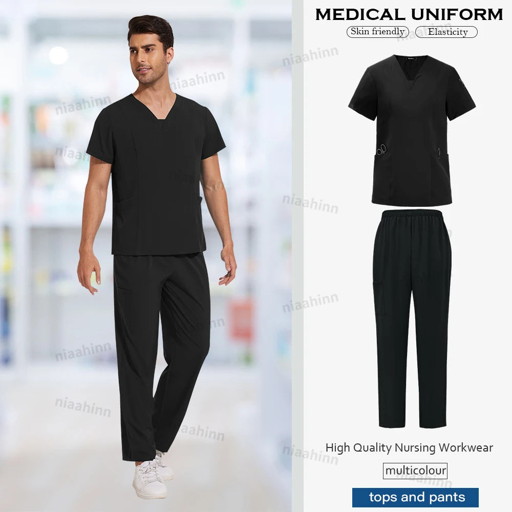 Wholesale Scrubs Uniforms Sets Medical Scrub Stretch Suit Healthcare Nursing Articles Unisex Surgical Uniforms Woman Men Uniform