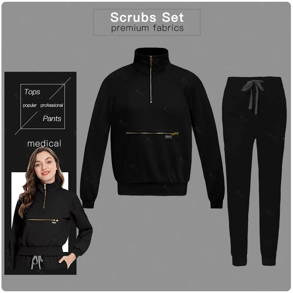 Surgical Uniforms Woman Beauty Salon Spa Work Clothes Long Sleeve Nursing Sets Medical Uniforms Clinical Suits Top Jogging Pants