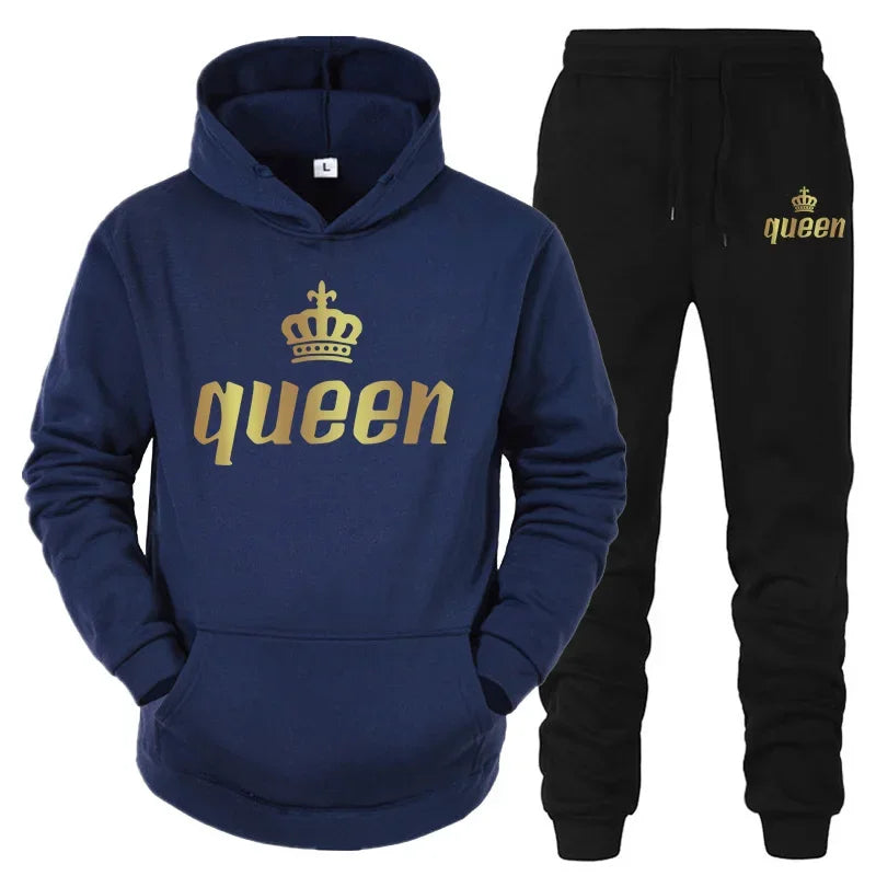2024 Couple Outfits Hoodie and Jogger Pants High Quality Men Women Daily Casual Sport Jogging Suit King Queen Tracksuits Sets