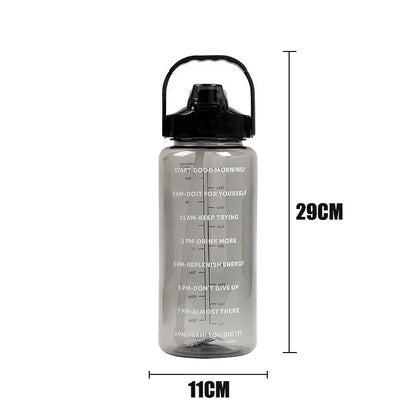 2 Liters Plastic Kettle Large Portable Travel Water Bottle with Straw Sports Fitness Cup High Value Big Fat Cup Adult Universal