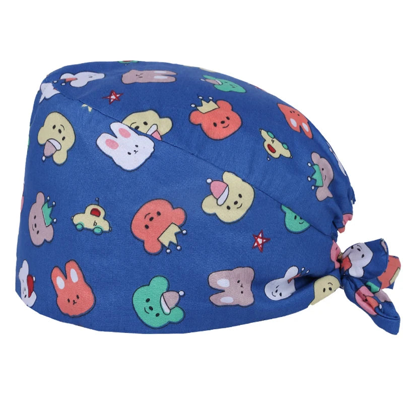 LONG HAIR Scrub Caps Surgical Medical Hats Cotton Nursing Caps Breathable Bouffant Healthcare Chef Pediatric Veterinary Hats M81
