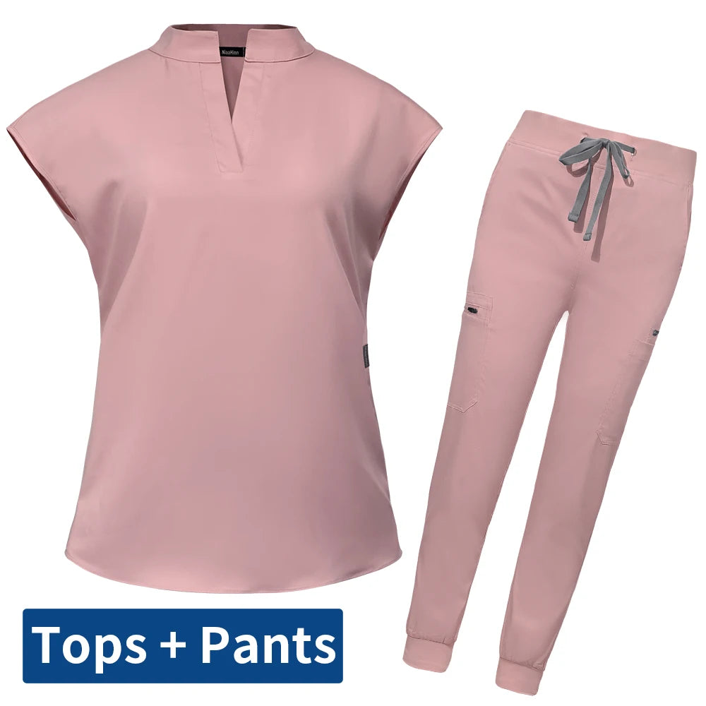 Slim Fit Scrubs Medical Uniforms Women Scrubs Tops Pant Hospital Nurses Accessories Dental Clinic Beauty Salon Spa Lab Workwear