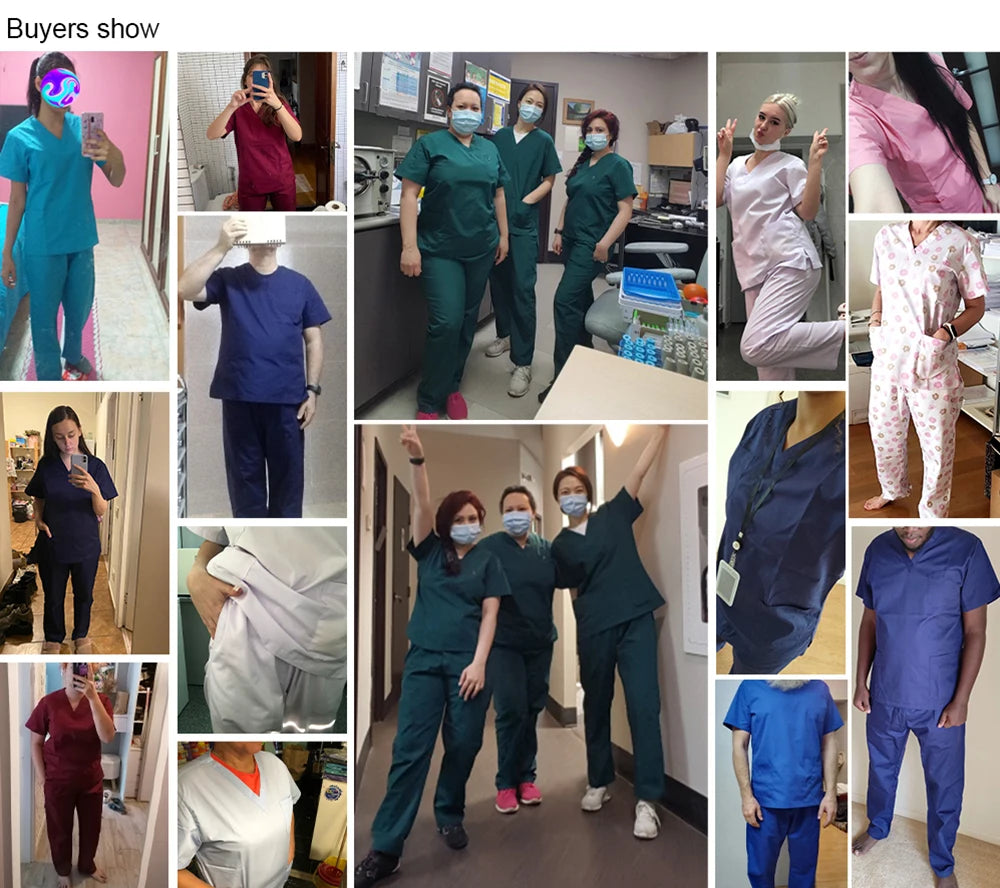 Medical Scrub Nursing Surgical Gown High Quality Elastic Scrub Healthcare Pharmacy Solid Color Uniform Wholesale Workwear Unisex