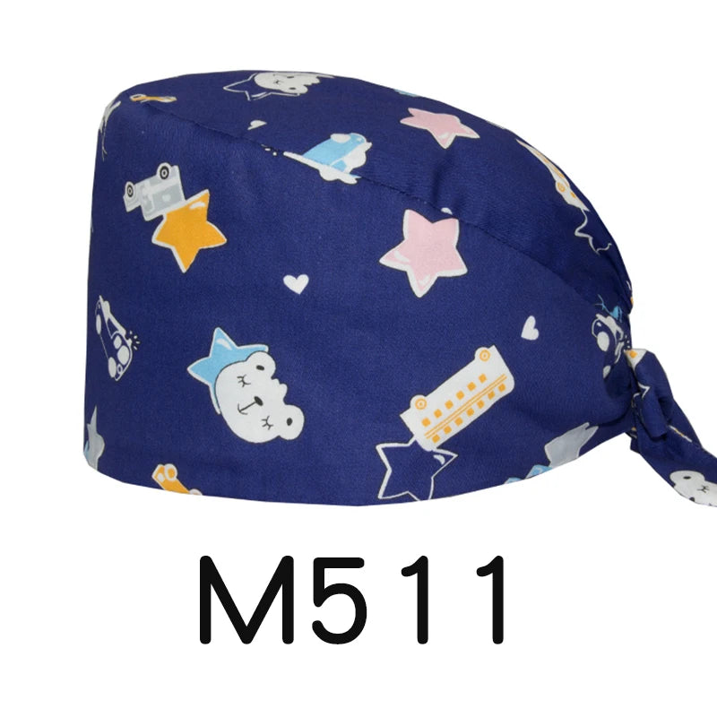 LONG HAIR Scrub Caps Surgical Medical Hats Cotton Nursing Caps Breathable Bouffant Healthcare Chef Pediatric Veterinary Hats M81
