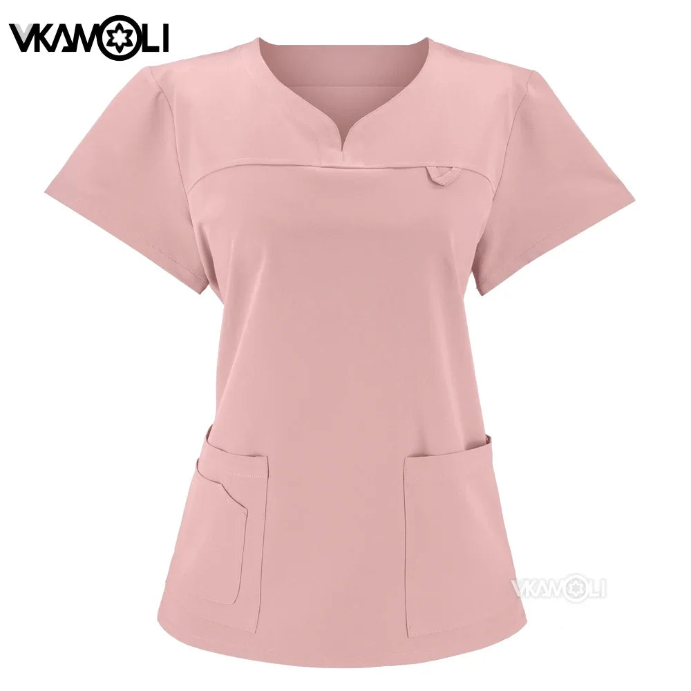 NEW Slim fitting elasticity scrubs sets Operating Room Medical Uniform scrubs uniform nurse women Solid color Surgery Suit