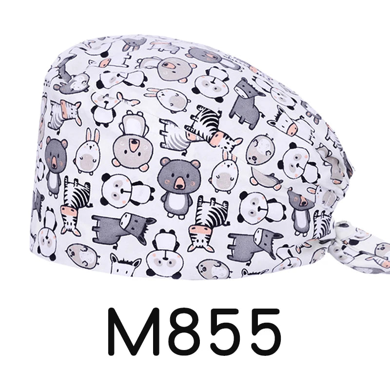 LONG HAIR Scrub Caps Surgical Medical Hats Cotton Nursing Caps Breathable Bouffant Healthcare Chef Pediatric Veterinary Hats M81