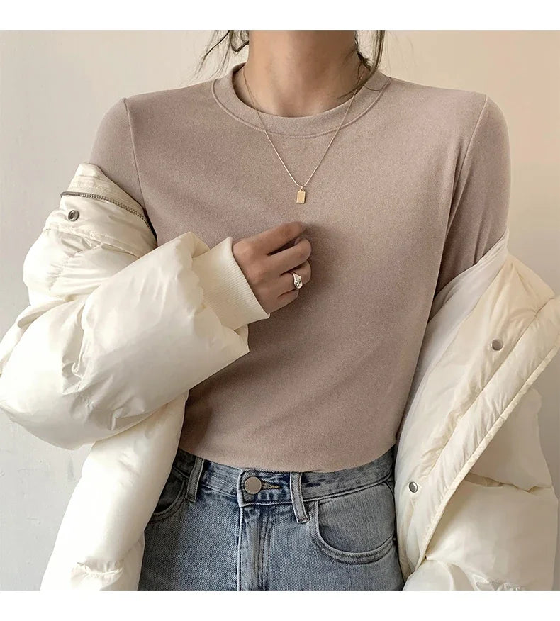 Winter Women Sweater T Shirt Women  Oversize T-Shirt Woman Clothes Female Tee Tops Pullover Long Sleeve Tube Knitted Tshirt Top