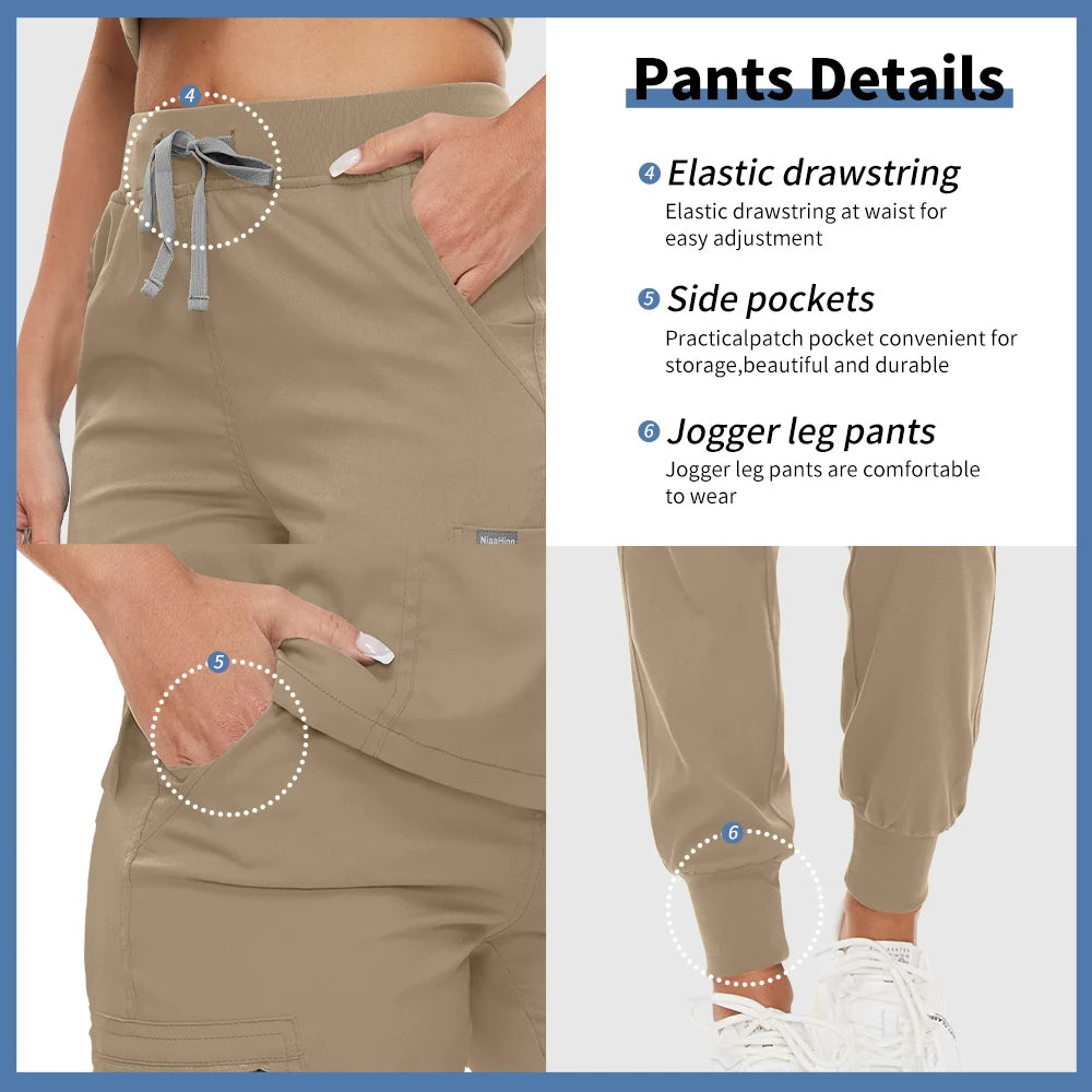 Hospital Scrub Sets Uniform Women Jogger Suit Nurse Accessories Medical Surgical Scrub Sets Pharmacy Healthcare Work Wear Unisex