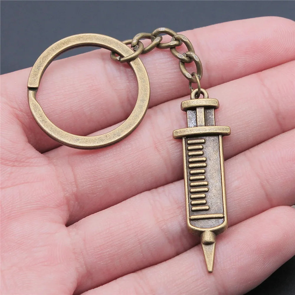Nurse Doctor Needle Syringe Stethoscope EMT Caduceus Medical Symbol Brain Lungs Keychain Jewelry Medicine Graduate Gift