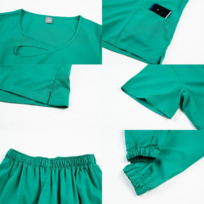 New Medical Doctor Nurse Surgical Uniforms Woman Scrub Set Beauty Salon Work Wear Clinical Scrubs Top-Pants Spa Nursing Tunic