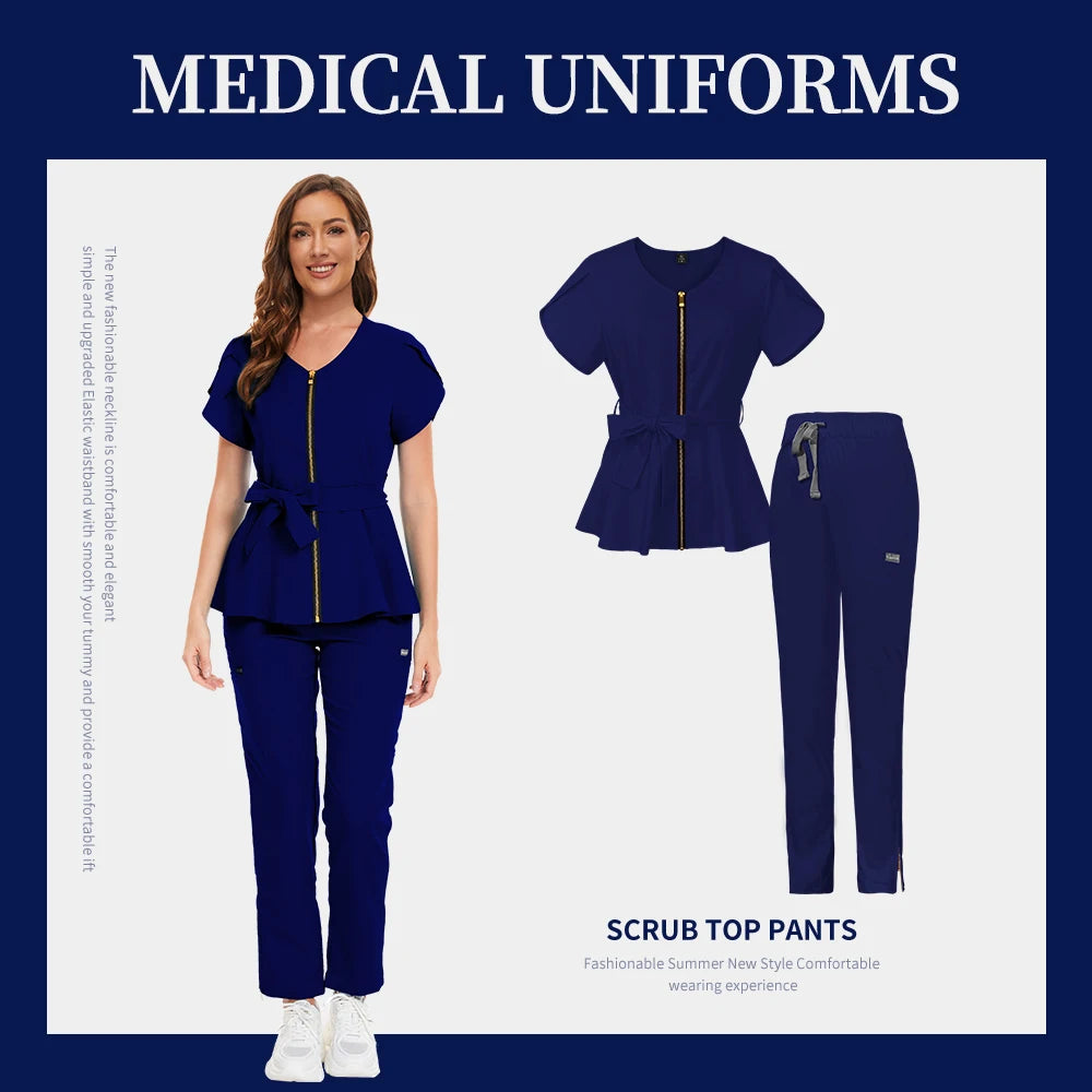 Medical Scrub Set Hospital Staff Uniform Doctor Nurse Surgical Uniforms Woman Pet Grooming Healthcare Nursing Scrub Articles Set