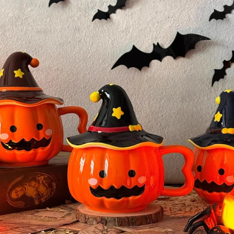 Creative Funny Pumpkin Water Cup High-looking Cute Cup Gift with Cover Christmas Mug Birthday Gift