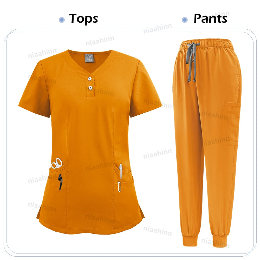 Nurse Women’s Surgical Scrubs Healthcare Nursing Scrub Uniform Thin Breathable Doctor Work Wear Medical Accessories Dental Scrub
