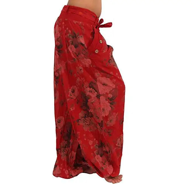 Autumn and winter women's clothing long Haren pants new digital print long wide leg pants Haren casual pants casual plus size