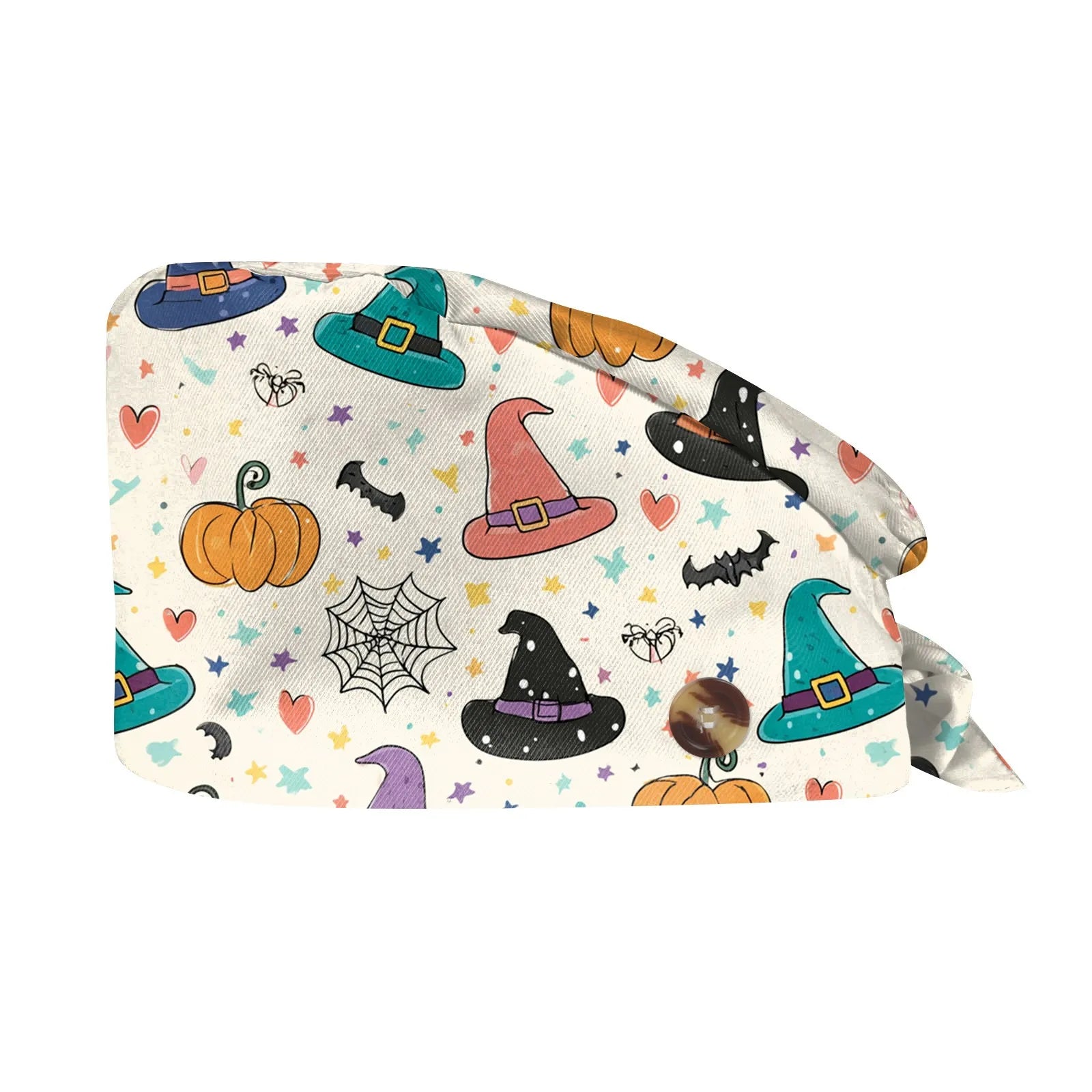 Halloween Print Work Cap Fashionable Casual Women's Printed Elastic Scrub Hat Unisex Work Caps Nurse Accessories Nurse Cap