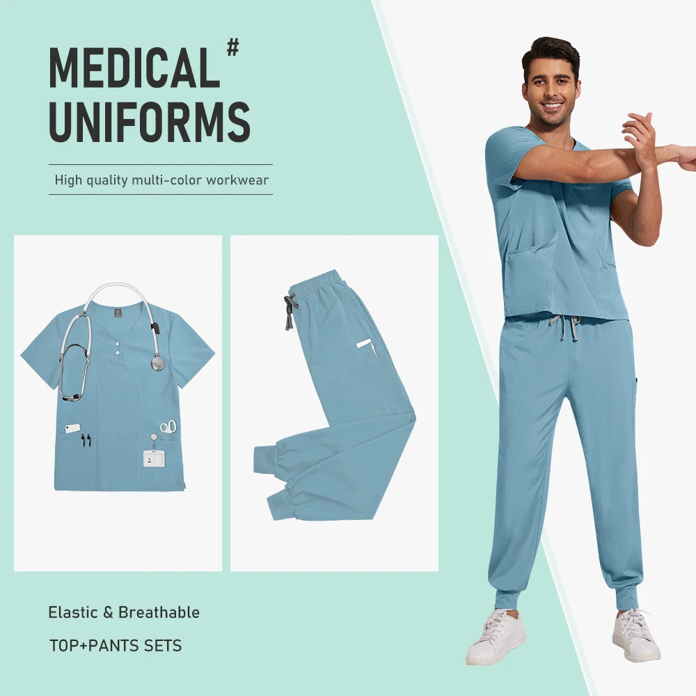 Scrubs Nursing Accessories Medical Surgical Gowns Doctor Nurse Special Scrub Men Solid Color Work Wear Spa Unifroms Women Unisex