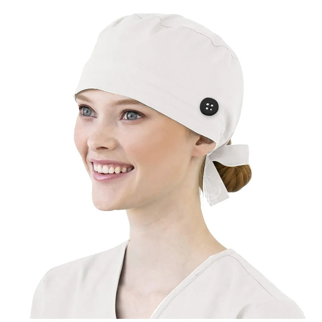 Solid Color Scrubs Caps With Button Pet Grooming Agency Work Scrubs Beauty Work Hats Lab Nursing Scrubs Cap Gorro Enfermera