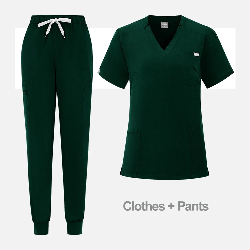 High Quality Medical Women Scrubs Sets Hospital Surgery Dental Clinic Beauty Spa Salon Lab Workwear Clothes Nurses Accessories