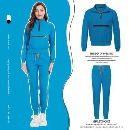 Hospital Medical Uniforms Nurse Suit Women Solid Color Dentistry Operating Room Scrub Set Two-piece Pet Grooming Doctor Workwear