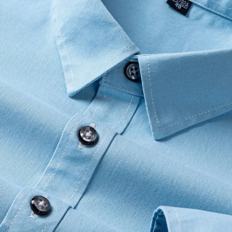 S-7XL New 100% Pure Cotton Men's Shirts Long Sleeves Solid Color Soft Regular Fit Casual Shirt Pocket Social Blouse Male Clothes