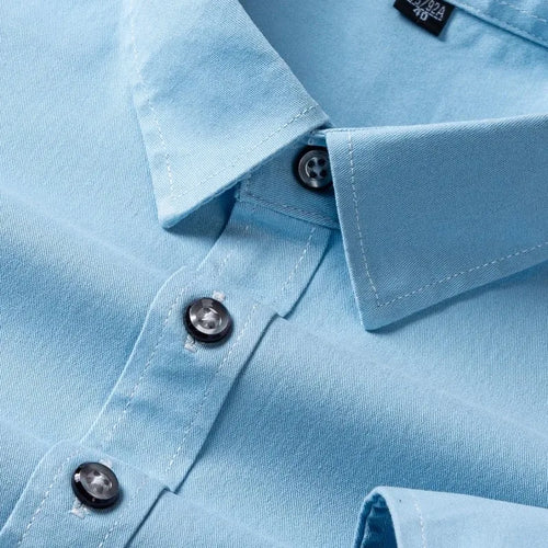 S-7XL New 100% Pure Cotton Men's Shirts Long Sleeves Solid Color Soft Regular Fit Casual Shirt Pocket Social Blouse Male Clothes