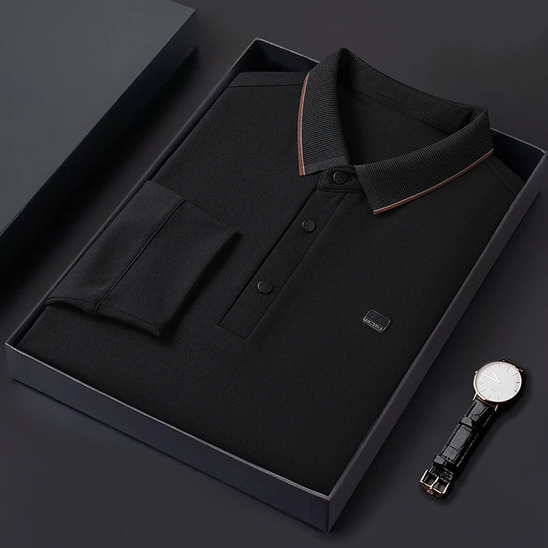 8XL 7XL 6XL 2024 New Autumn High End Comfortable Soft Shirts For Men Brand Clothing Business Casual Mens Polo Shirt Loose Tops