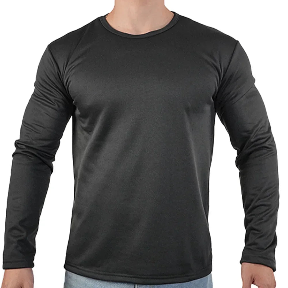 Men's Winter Thermal Long-sleeved T-shirt Wear Extreme Cold Weather Base Layer Top Fleece Lined Winter O-Neck Bottoming Shirts