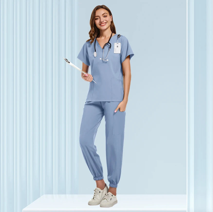 Unisex Doctor Medical Uniforms Men Women Nursing Clothes Beauty Costume Nursing Scrubs Sets Dentist Workwear Clinical Tops Pants