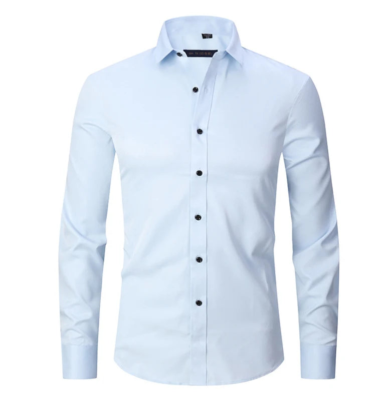 6XL 7XL 8XL Spring and Autumn Shirt Men's Long Sleeve Large Luxury Business Casual Slim Solid Color Wrinkle Free Press