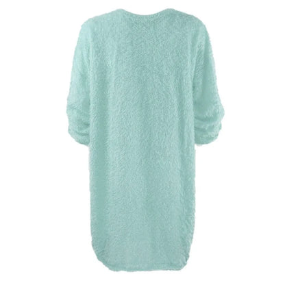 Women Winter Sweater Knit Crewneck Warm Long Sleeve O-Neck Casual Sweatshirts Dress Solid Color Oversized Basic Ladies Cloth